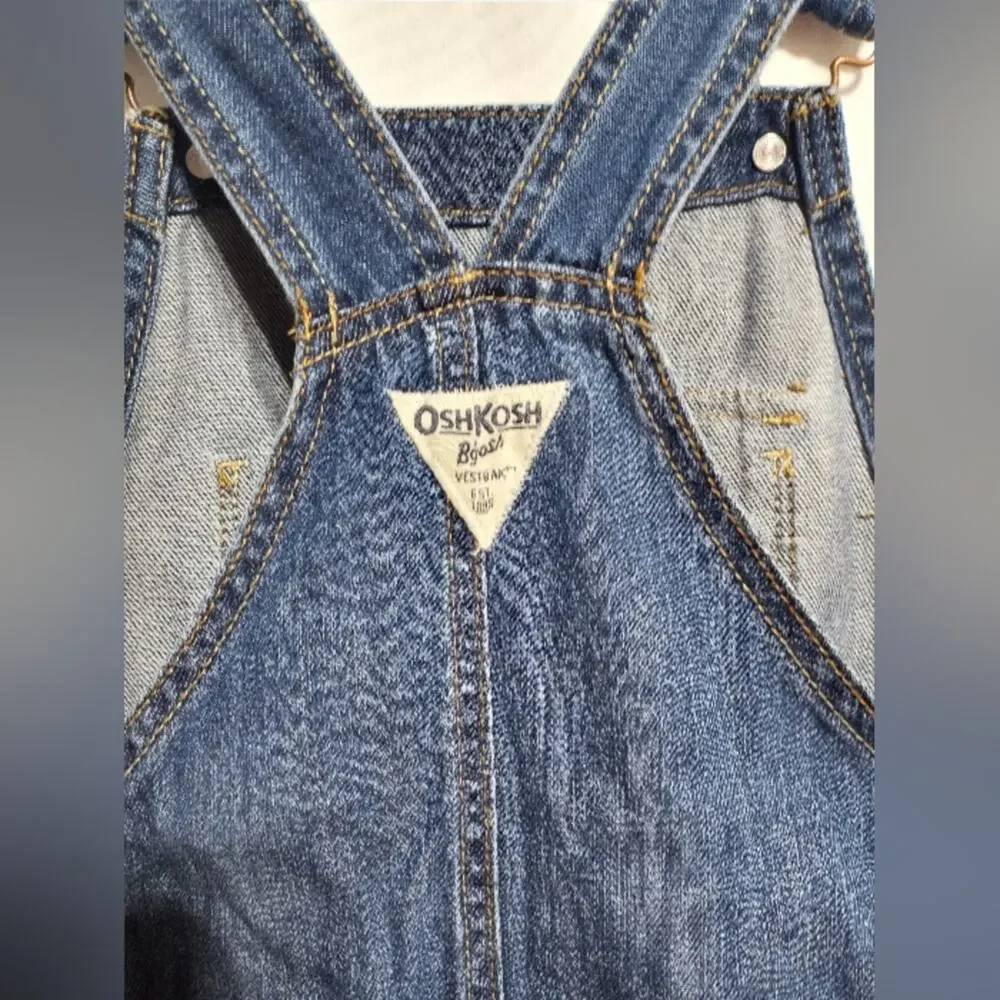Oshkosh B'gosh Girls Denim Blue Jean Bib Overall Shorts Size Child 12